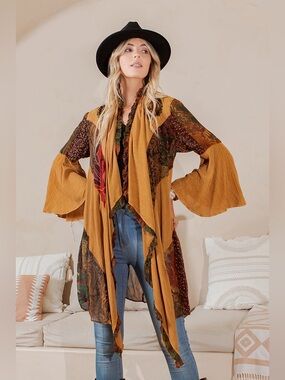 NWT Young Threads Boho Rustic Patchwork Shrug
